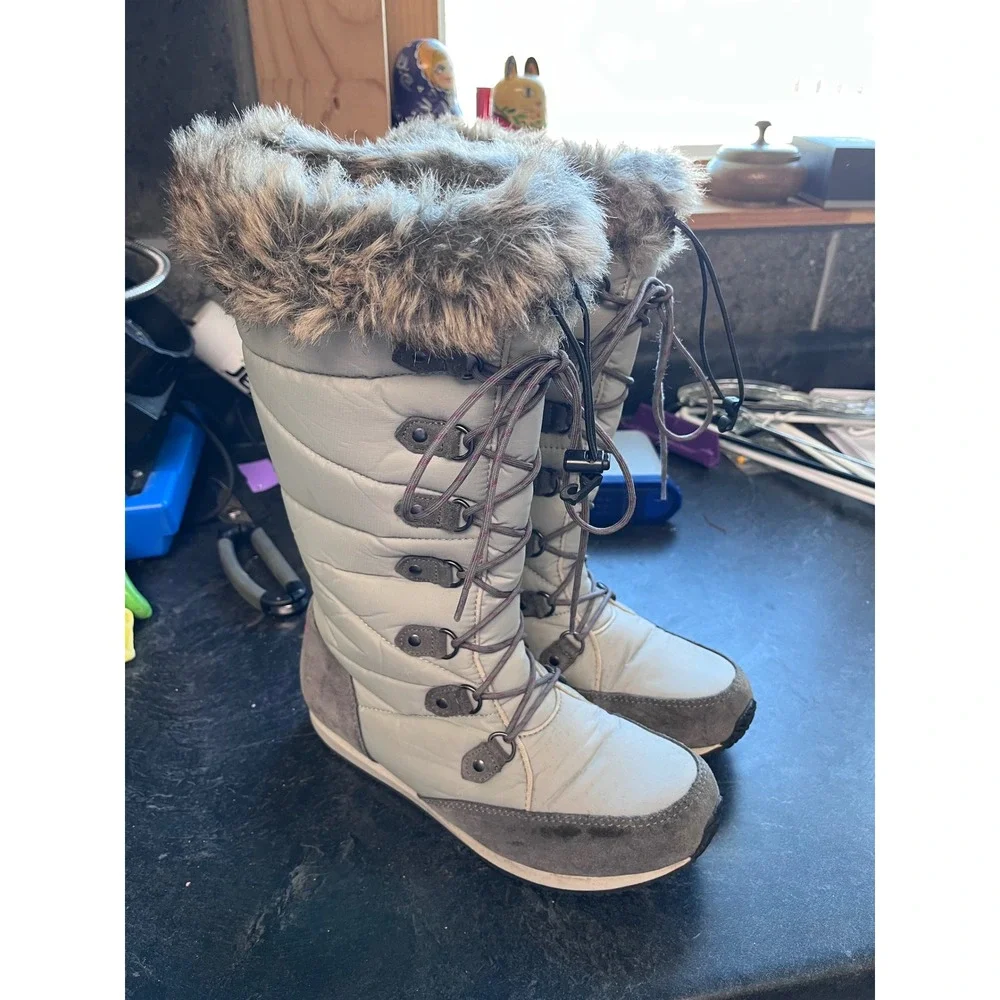 LL Bean Carabassett Boots Waterproof TEK2.5 Faux Fur‎ Snow Boots Womens 8